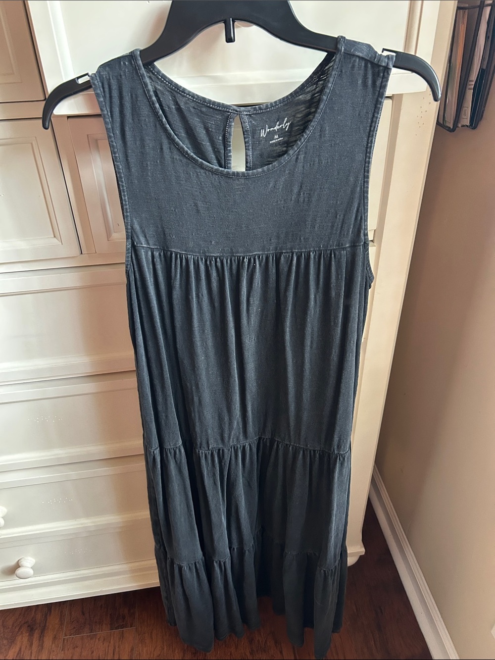 Wonderly Sleeveless Tiered Maxi Dress - Charcoal